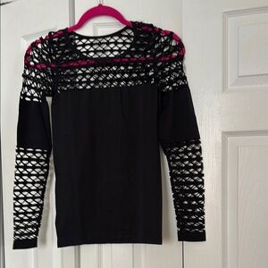 VENUS Black Mesh Long Sleeve Top